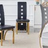 Table and chair set.63"*35.4" White Imitation Marble Pattern MDF Dining Table Set - 4 PU Chair With Black Saddleback, Geometric Pattern Backrest,Golen Curved Metal Leg..Suitable For Various Scenes.