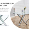 Table and chair set.71''*35.4'' Inch Modern Luxurious Transparent Tempered Glass Dining Table Set with 8 Chairs.Double Fork Silver Metal Table Legs.Dark Gray High-quality PU Dining Chairs.