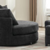 Orisfur. 360° Swivel Accent Barrel Chair with Storage Ottoman & 4 Pillows, Modern Chenille Leisure Chair Round Accent for Living Room, Gray