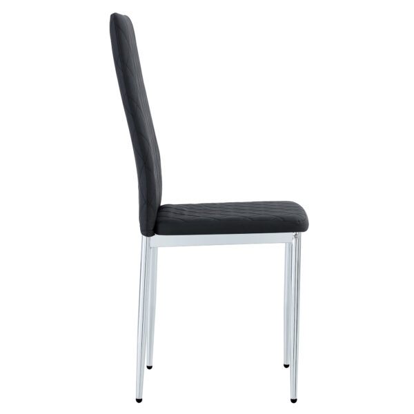 Grid armless high backrest dining chair, black chair and 6-piece set of electroplated metal legs, office chair. Suitable for restaurants, living rooms, kitchens, and offices.W115163430  0924