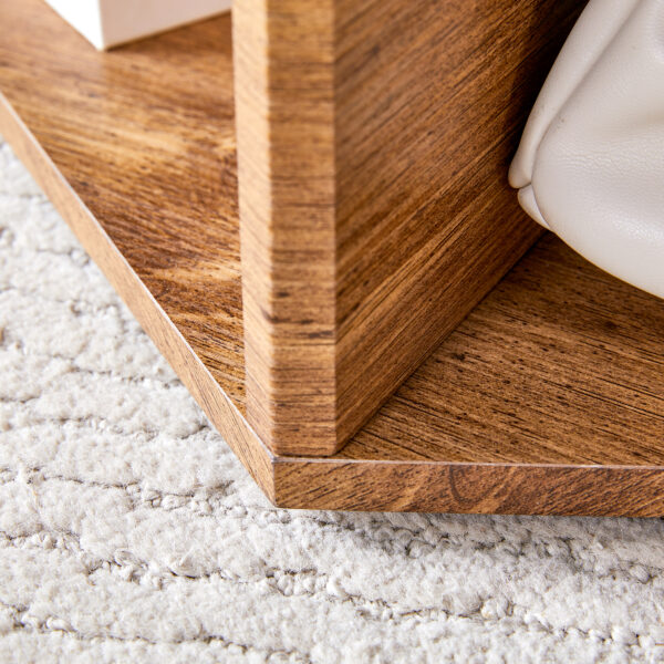 d0bdd5525dfc42f591bd1b51639e4492_1de77480d7ea9fa1bdc2392b4507a08f Hexagonal MDF coffee table, characteristic pattern stickers, multi-hole design to give more storage space, simple and convenient design makes it suitable for all kinds of style scenes.