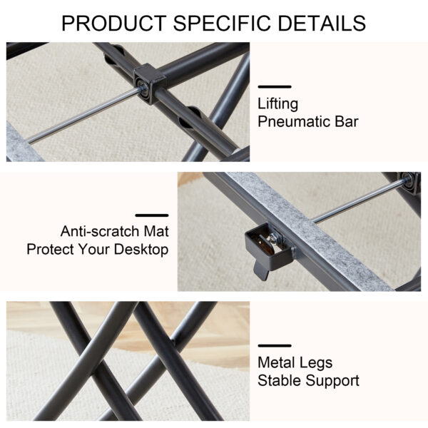 Modern minimalist multifunctional lifting table, with a 0.8-inch wood grain process sticker desktop and black metal legs, can be used as a dressing table, coffee table, dining table, and office table