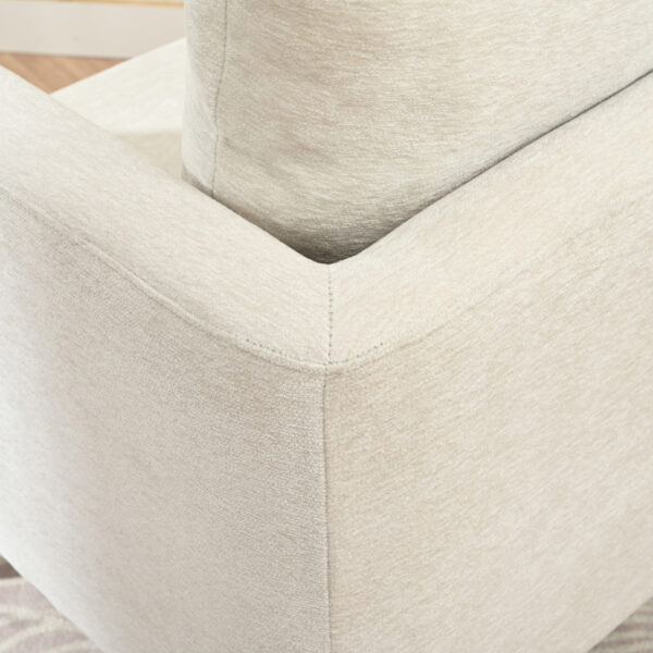 LP Modern Chenille Accent Chair, Upholstered Armchair for Living Room ,Mid Century Fabric Lounge Chair w/ Pillow, Comfortable Reading Chair with Wood Legs for Living Room, Bedroom,Reception Room (Beige)