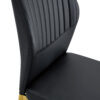 Luxury Simple Chair - Set of 6 BLACK PU Material High Resilience Dining Chair with Metal Gold Leg.The Chair Back Has a Vertical Stripe Design With Smooth And Uniform Lines.