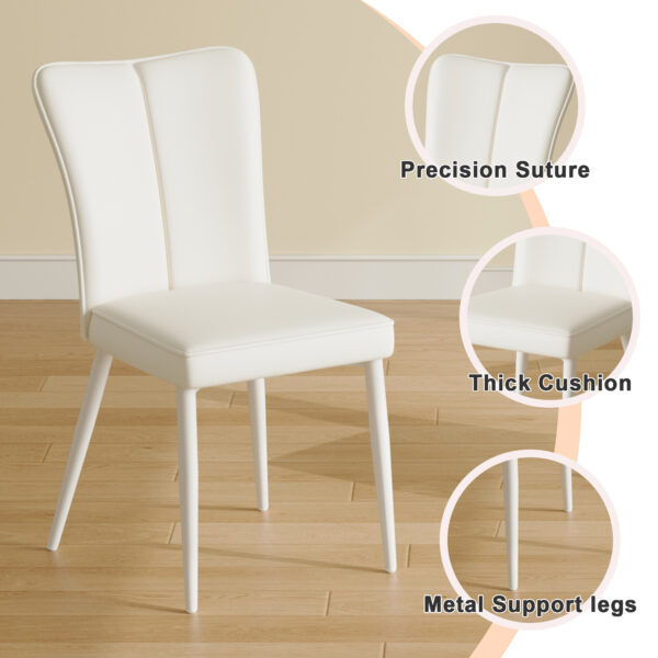 d0f223a0165a4c30a29fe0e675bbe9d6_40dd1aea0b12ec23819cd6e8c4c48bc7 55"x31.5"Cream-Style White MDF Dining Table Set with 4 Armless Chairs.MDF Tabletop and metal legs.The backrest of the dining chair has a vertical line design.Adding a warm atmosphere to your family.