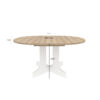 Dining Table for Farmhouse Kitchen 59x43 Inch Expandable Oval Table Top with Removable Leaf Trestle X Shaped Base White