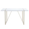 Industrial rectangular MDF Cream style dining table for 4-6 people with 1.5 inch thick MDF top and white metal legs frame for work desk, kitchen, terrace, dining room