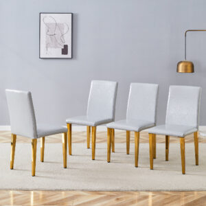 Four Light Gray PU dining chairs, simple and versatile, comfortable and accompanied. Exquisite and versatile dining chairs unlock a comfortable new experience.(Set of 4)
