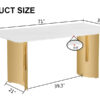Modern minimalist dining table. The white imitation marble glass desktop is equipped with golden metal legs. Suitable for restaurants and living rooms 71 "* 39.3" * 29.5 "DT-69