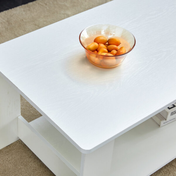 d1d8db38a782436b86c1107e812316ea_b95fdf79c3fb0d2b7d98bb78a033daa2 A modern and practical white coffee table. The double layered coffee table is made of MDF material,. Suitable for living room, bedroom, and study. CT-16