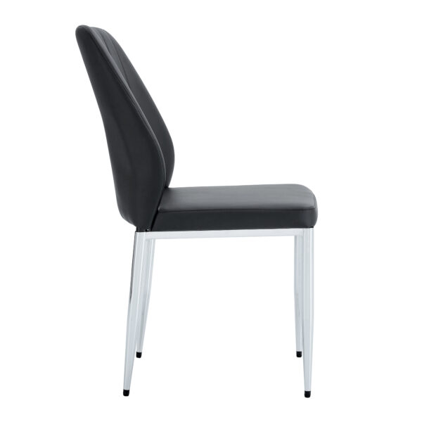 d223d1992faf4fe1ac8100707316001f_b0598d24b4f65aed4989add0c68294a1 Set of 8 Black PU Comfort Dining Chairs (17.7"x25").Dining chair with extended backrest,BLACK PU,Silver metal legs,Suitable for various places such as family restaurants, hotels, coffee shops,etc.