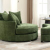 Orisfur. 360° Swivel Accent Barrel Chair with Storage Ottoman & 4 Pillows, Modern Chenille Leisure Chair Round Accent for Living Room, Green