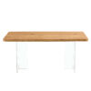 A modern minimalist wooden table with acrylic legs and rectangular tables. Computer desk. Dining table. Suitable for restaurants, living rooms, and kitchens. F-1298