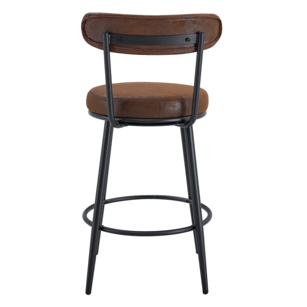 d29008ec0f1344c59829b3d0ec1ac3e5_c700f97b7058c48490c8d33bce512742 Fashionable and Comfortable - Two Sets Of Rrgonomic High Leg Bar Chairs, With Brown Technology Fabric Cushions That Are Soft And Comfortable,Black Metal Legs. The Total Height is 35.5 Inches.