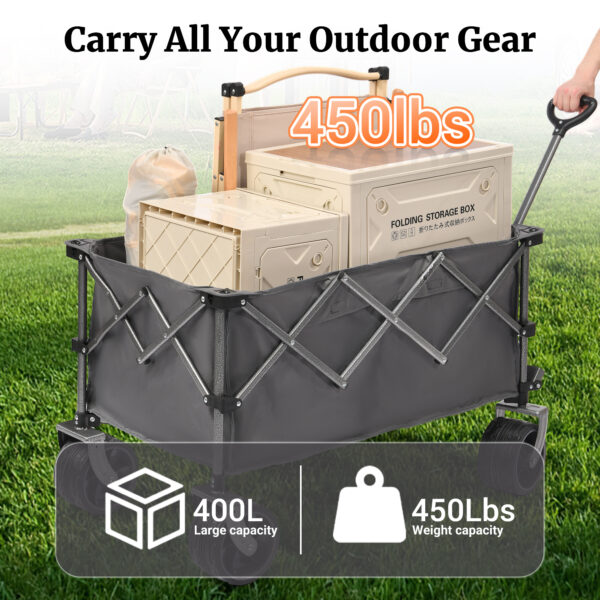 d2920bce77b54c55a07acf6911bc3393_602d223054cffe811bdd8f479ef19515 PORTABLE 400L Collapsible Wagon, Folding Wagon Cart , Beach Wagon with Big Wheels, 450LB Heavy Duty Foldable Wagon, Large Capacity Wagon for Camping, Sports, Garden, Baseball