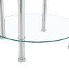Contemporary Minimalist Double Layer Tempered Glass Coffee Table - 27.5" Top and 23.6" Bottom.Reinforced Glass Tabletop,Stainless Steel Silver Plated Legs.