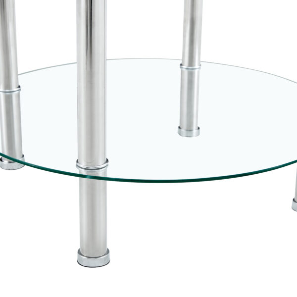 d29c3be5f5904cfcac8148e7cd2611f1_9795eeb10b21a5b8e7b03665c56e0850 Contemporary Minimalist Double Layer Tempered Glass Coffee Table - 27.5" Top and 23.6" Bottom.Reinforced Glass Tabletop,Stainless Steel Silver Plated Legs.