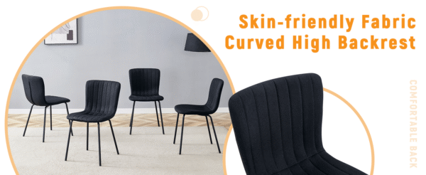 d2beff7899c84389b905ce9f37c2d5d0_46d3dae036783db2d8cbd44da9136133 Luxury Minimalist Chairs - A set of 4 high quality dining chairs with black metal legs. The integral metal leg structure is suitable for various interior decoration styles.