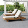 LOUNGE CHAISE SET WITH HEADREST,SPACE AVAILABLE ON ONE SIDE, ACACIA WOOD WITH WATER-RESISTANT LOUNGE CUSHIONS (CREAM & 3-FOLD & 4 inch) - MATCHING DARK GREY/BEIGE VERSION AVAILABLE