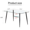 Modern rectangular glass dining table, suitable for 4-6 people, equipped with tempered glass tabletop and black metal legs, writing desk, suitable for kitchen, dining room, and living room.W1151S00805