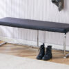 Black shoe changing bench silver metal legs,  sofa bench dining chair, suitable for bedroom fitting room, storage room, dining room, and living room. ST-005