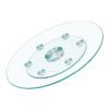 Double layer rotatable round glass.The rotatable design makes it more convenient to retrieve and place items.The upper glass has a diameter of 24 inches, while the lower glass15 inches.