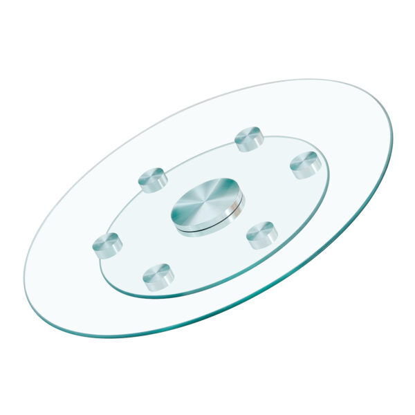 d2ec7d3150414f54904055b96aeec266_b3d07bc2a21eb687754ae76cf5d299f6 Double layer rotatable round glass.The rotatable design makes it more convenient to retrieve and place items.The upper glass has a diameter of 24 inches, while the lower glass15 inches.