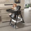 Adjustable Baby High Chair 0-6 Years – Portable Infant Feeding Seat with Safety Belt, Silent Lockable Wheels & Easy-Clean Design for Home, Dining, Living Room, Bedroom (Black)