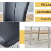 Table and chair set.63"x31.5x30" Luxurious Pandora patterned Sintered Stone Tabletop with Silver Stainless Steel Legs.Paried With 6 Black PU Chairs with a vertical stripe design on the backrest.