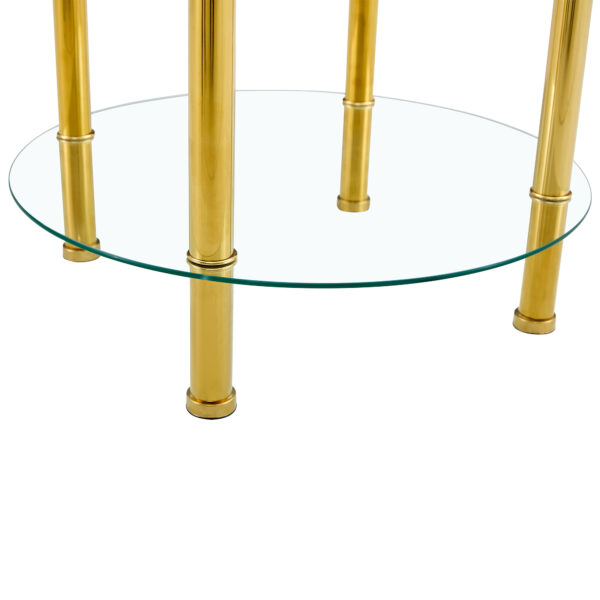 d327860bdcff43efa586603774e6f36f_3669975d56e83fe44aa93715f89be9de Contemporary Minimalist Double Layer Tempered Glass Coffee Table - 27.5" Top and 23.6" Bottom.Reinforced Glass Tabletop,Stainless Steel Gold Plated Legs.