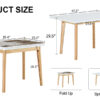 Imitation marble white sintered stone tabletop with rubber wooden legs, foldable computer desk, foldable office desk, suitable for restaurants, living rooms, terraces, kitchens