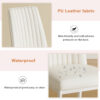 55"x31.5"Cream-Style White MDF Dining Table Set with 6 Armless Chairs.The backrest of the dining chair is designed with multiple vertical stripes.Adding a warm atmosphere to your family.