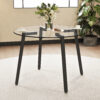 Modern simple style round transparent tempered glass table, tempered glass table top, black metal legs, suitable for kitchen, dining room and living room, 40 "*40" *29.5 "1123r