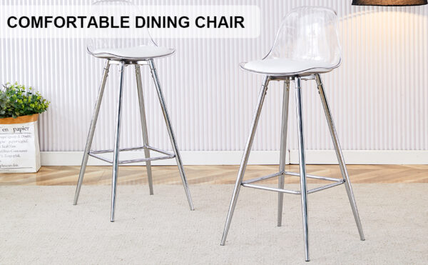 Modern and comfortable upholstered bar chairs, metal legs, small size bar chairs, suitable for part of the crowd, stylish design for dining room, kitchen, terrace and living room chairs.