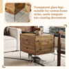 Double-drawer bedside table. The board surface is MDF sticker, and both sides are transparent tempered glass. The design is simple and elegant, with excellent storage functions.