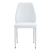 Set of Four White PU Comfort Dining Chairs (17.7"x25").Dining chair with extended backrest,WHITE PU,Silver metal legs,Suitable for various places such as family restaurants, hotels, coffee shops,etc.
