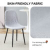 Comfortable Linen-Cotton Dining Chair Set - Four Pieces in Light Gray.Integrated Seat and Backrest,Linen-Cotton Material,Modern Home Matching.