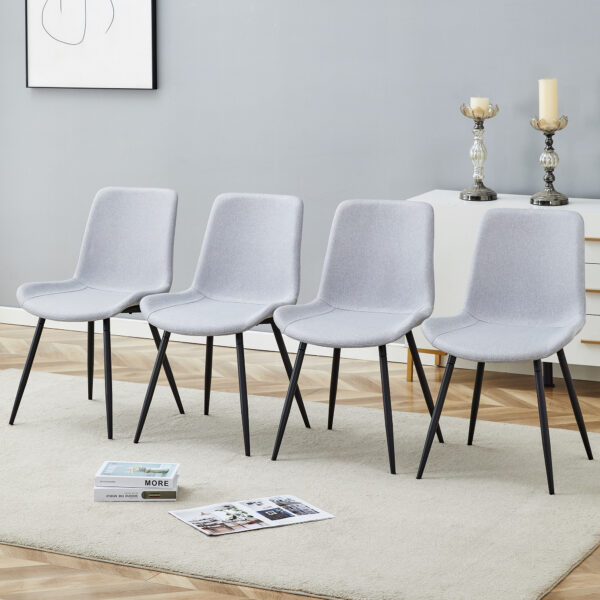 d3c6c17750124031b769b33fafdf27f0_038537436d4957b950e6906e8db3a599 Comfortable Linen-Cotton Dining Chair Set - Four Pieces in Light Gray.Integrated Seat and Backrest,Linen-Cotton Material,Curved Widened Cushion Design For More Comfort.