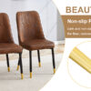 Table and chair set.67"x36" Wood-Textured MDF Dining Table Set with 6 Brown Suede Chairs.MDF sticker,Wood colored texture sticker,Brown armless dining chair,Suitable for kitchen,Dining room,etc.