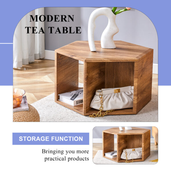 d3f8c32fb2eb4b14b884d34aeeac9491_66eb746c135a586f07e92355faa52703 Hexagonal MDF coffee table, characteristic pattern stickers, multi-hole design to give more storage space, simple and convenient design makes it suitable for all kinds of style scenes.