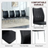 6 black dining chairs. Modern chairs from the Middle Ages. Made of PU material cushion and silver metal legs. Suitable for restaurants and living rooms