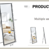 Fourth generation black solid wood frame full-length mirror, dressing mirror, bedroom porch, decorative mirror, clothing store, floor standing large mirror, wall mounted. 71 "* 31.5"