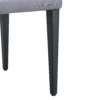Table and chair set.71*35.4 inch White And Black Spliced Dining Table With Storage Function In The Middle Of The Table Legs.Paired With 8 Light Gray Linen-Cotton Dining Chairs, Simple And Versatile.