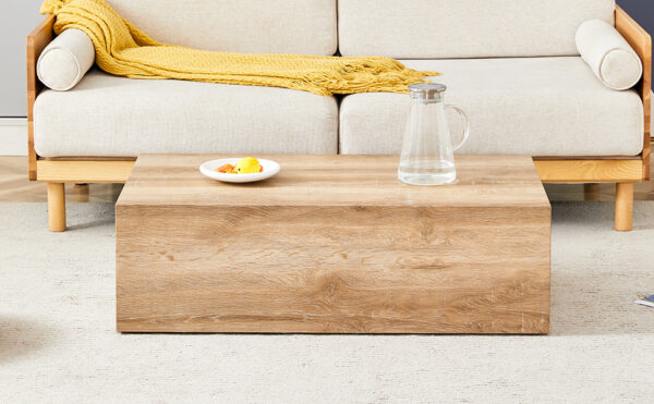 d476cfd1d13a43d1a7f005374b6353f8_bfbfc91cbe01923b25b8bfaec2a8571d Elevate your living space with this modern MDF coffee table that showcases smooth, light wood color texture patterns. It is characterized by stylish design.39.3*23.6*12