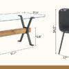Table and chair set.79"x31.5" with X-shaped Black Metal Table Legs,Wood Grain Textured MDF Crossbeam.Paired With 8 Modern Mid-Century Style Upholstered Side Black PU Chairs.