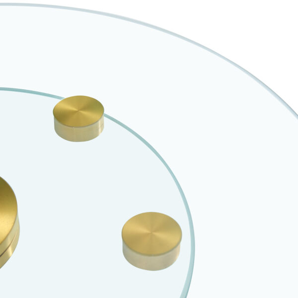 d4920ba857024857bd33425bdcb1e97b_c6069f9999c381b5f1b2dce76f146297 Double layer rotatable round glass.The rotatable design makes it more convenient to retrieve and place items.The upper glass has a diameter of 30.3 inches, while the lower glass15 inches.