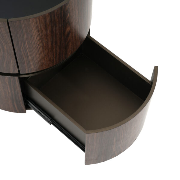 d49a2bd4990543d68286a11715f81b25_d2a188d68367dbfcdab752781e6a2d4a MDF ITALIAN HIGH-GRADE DOUBLE-LAYER STORAGE ROUND SIDE TABLE, BROWN AND BLACK COLOR