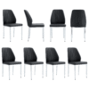 Set of 8 Black PU Comfort Dining Chairs (17.7"x25").Dining chair with extended backrest,BLACK PU,Silver metal legs,Suitable for various places such as family restaurants, hotels, coffee shops,etc.