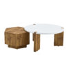 Fashionable and versatile MDF material coffee table set, unlocking a new style in the living room.All are made of MDF material, with white and wood textured stickers on the surface.