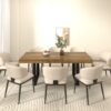 Rectangle extendable dining table for 6-10 people aged effect wood and black 160-200 cm